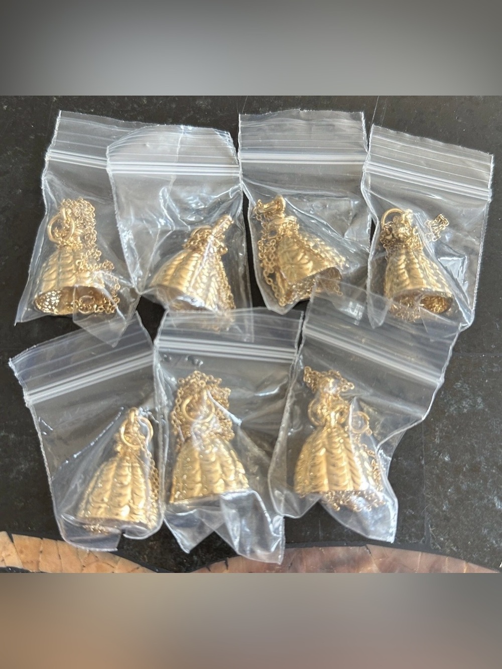 Lot of 7 Belle Disney Gold Tone Pendant On 18” Chain Necklace Beauty & The Beast